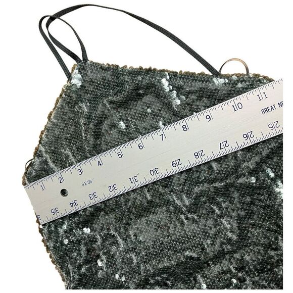 Zara Dress L Gray Silver Sequin Mini Open Back Halter Sexy Club Party 1131/813 - Picture 6 of 13